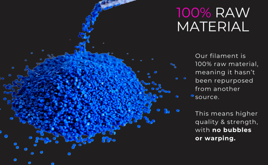 100% Raw material means it hasn't been repurposed from another source, this means higher quality & strength with no bubbles or warping.